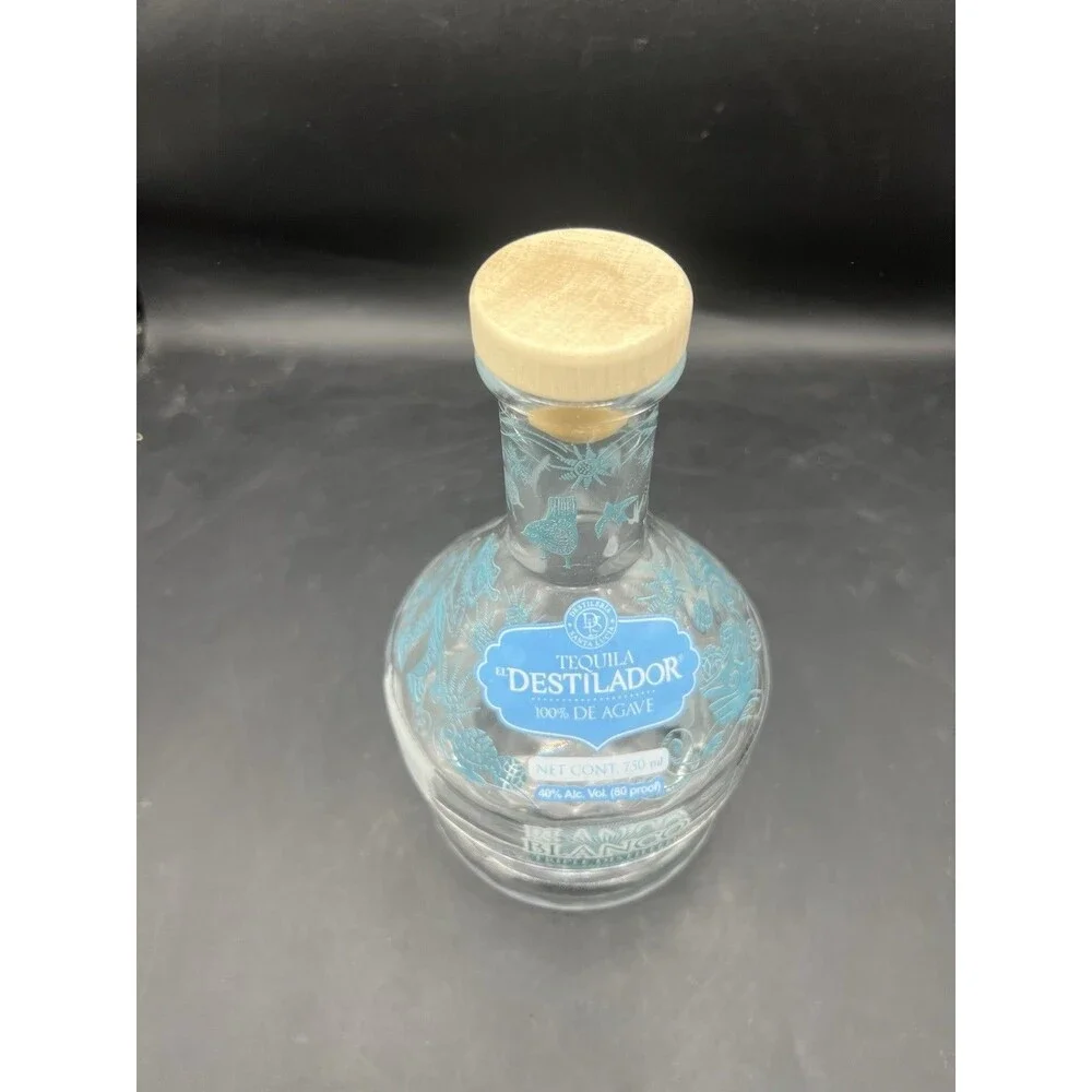 Tequila El Destilador Blanco Premium Artesanal Empty Glass Bottle w/Box 750ml